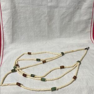 Vintage Beaded Necklace with Earthy Tones 14” in length.